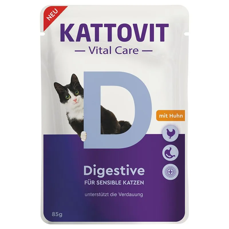 Kattovit Vital Care Digestive Buste con Pollo Alimento umido per gatti (Set %: 24 x 85 g)