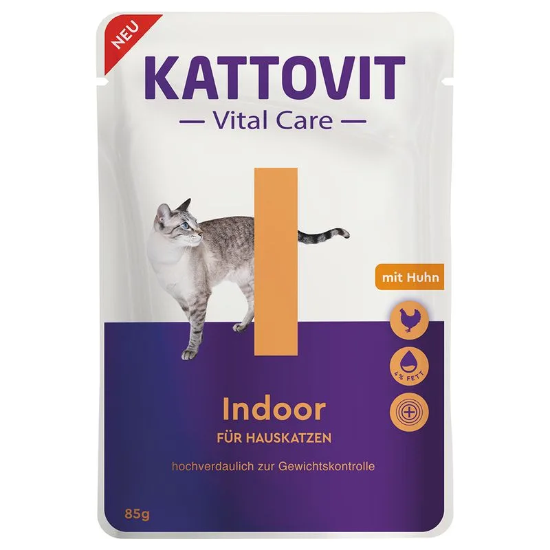 Kattovit Vital Care Indoor Buste con Pollo Alimento umido per gatti (Set %: 24 x 85 g)
