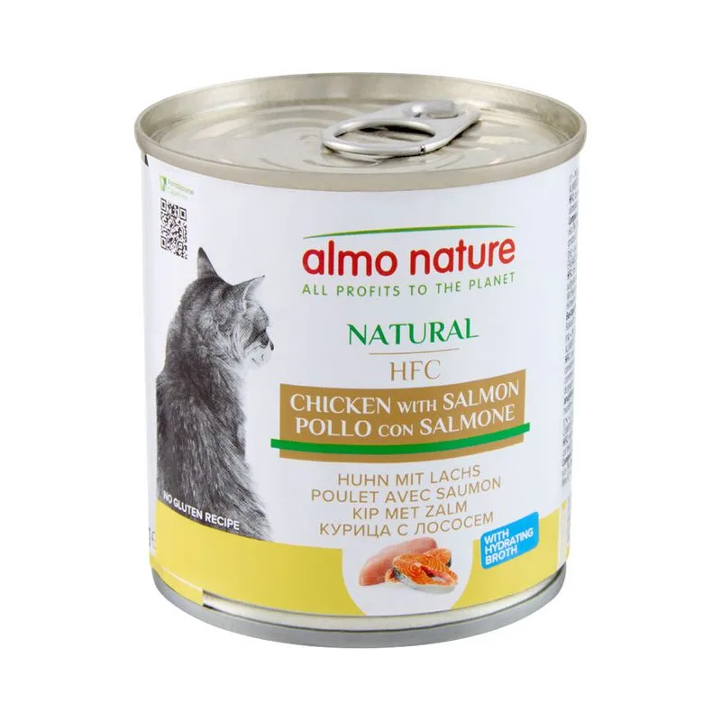 Almo Nature HFC Natural 6 x 280 g Alimento umido per gatti (Pollo e Salmone)