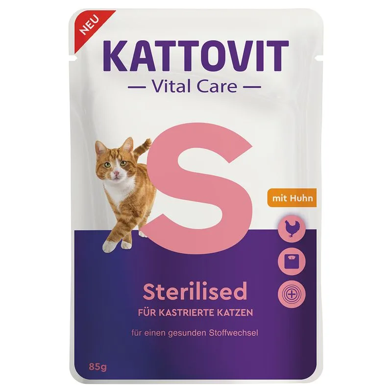 Kattovit Vital Care Sterilised Buste con Pollo Alimento umido per gatti (Set %: 24 x 85 g)