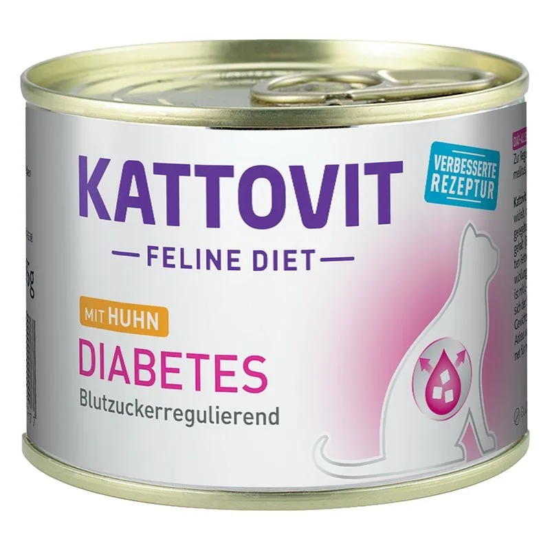 Kattovit Diabete / Peso Alimento umido per gatti (Set %: 12 x 185 g Pollo)