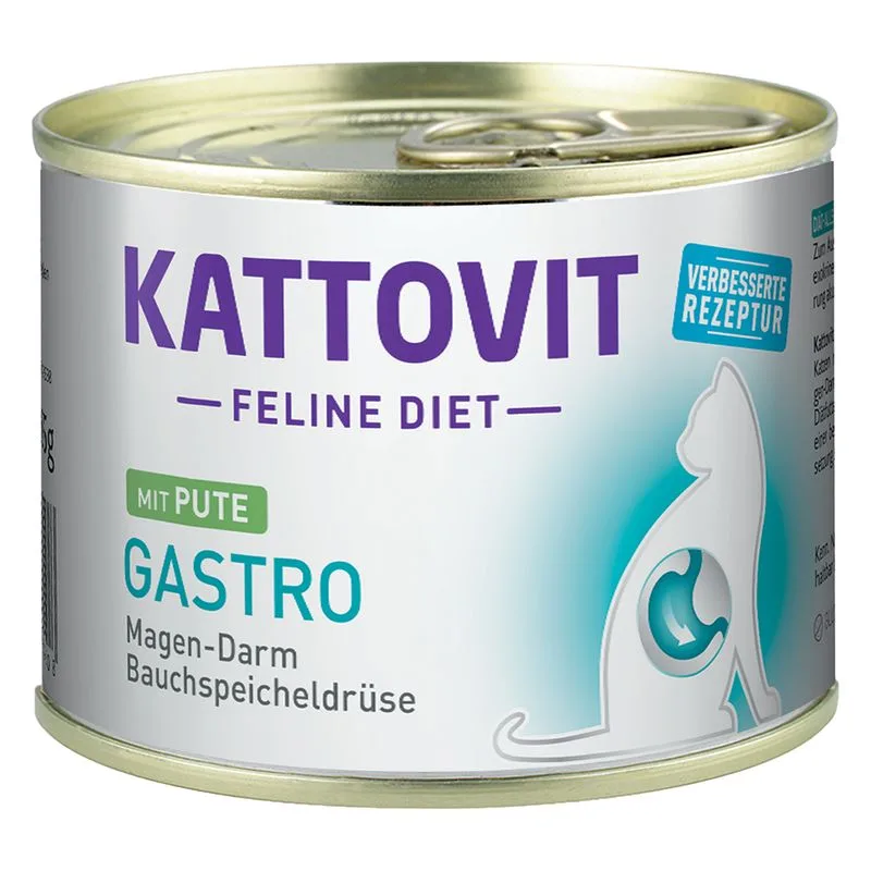 Kattovit Gastro 6 x 185 g Alimento umido per gatti (Tacchino)