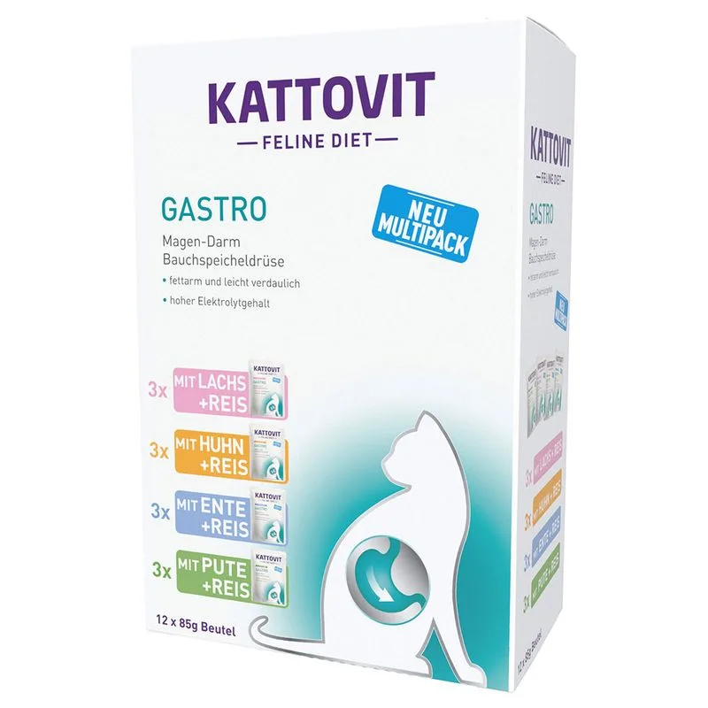 Kattovit Gastro Buste 12 x 85 g Alimento umido assortito per gatti