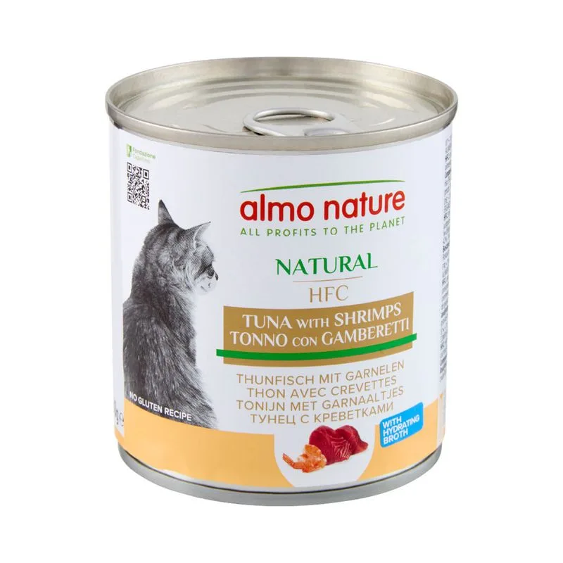 Almo Nature HFC Natural 6 x 280 g Alimento umido per gatti (Tonno e Gamberetti)