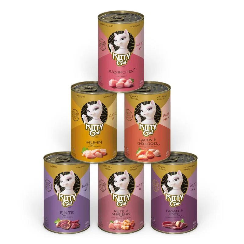 KITTY Cat Adult Paté 24 x 400 g (Mix III (Pollo, Coniglio, Salmone & Pollame, Anatra, Fagiano & Anatra, Tacchino & Gamberetti))