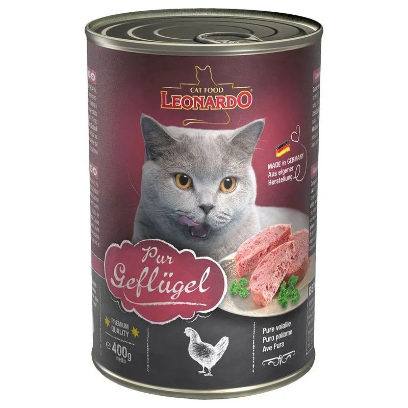 Leonardo All Meat 24 x 400 g Alimento umido per gatti (Puro pollame)