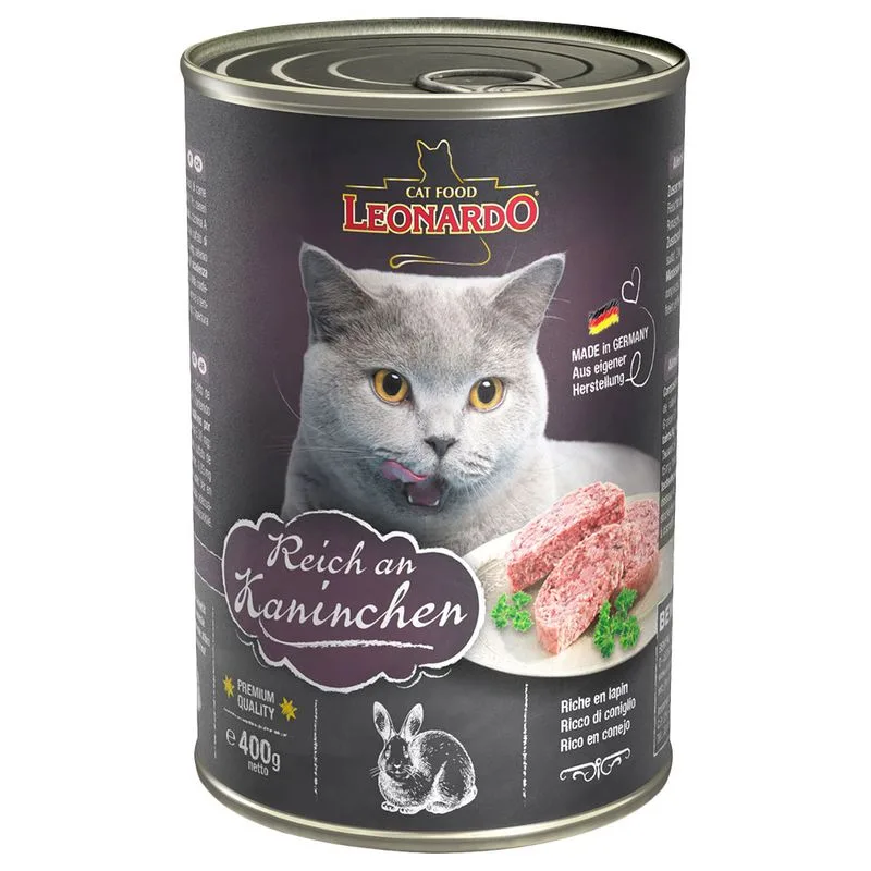 Leonardo All Meat 24 x 400 g Alimento umido per gatti (Ricco di coniglio)