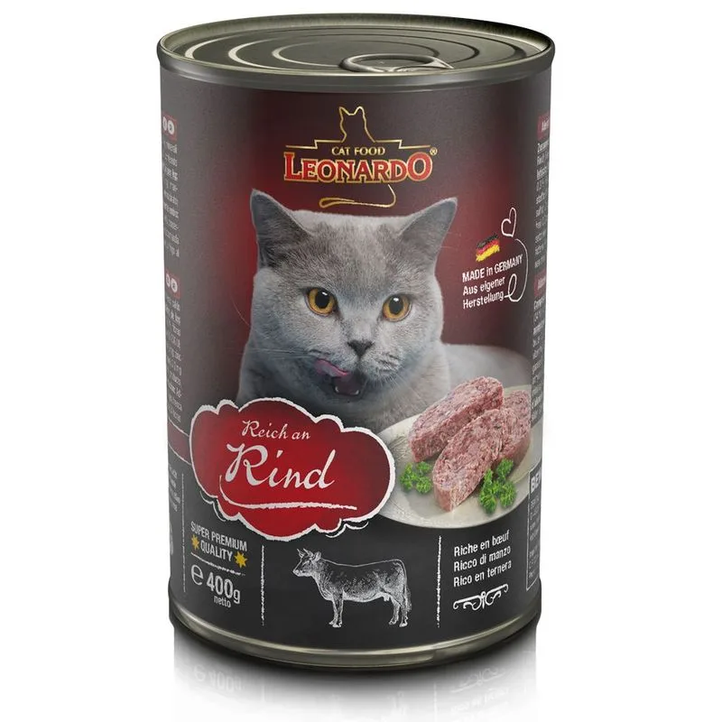 Leonardo All Meat 24 x 400 g Alimento umido per gatti (Ricco di manzo)