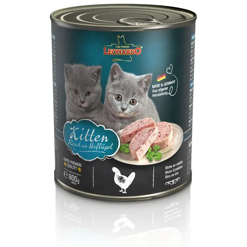Leonardo All Meat 24 x 800 g Alimento umido per gatti (Kitten Pollame)