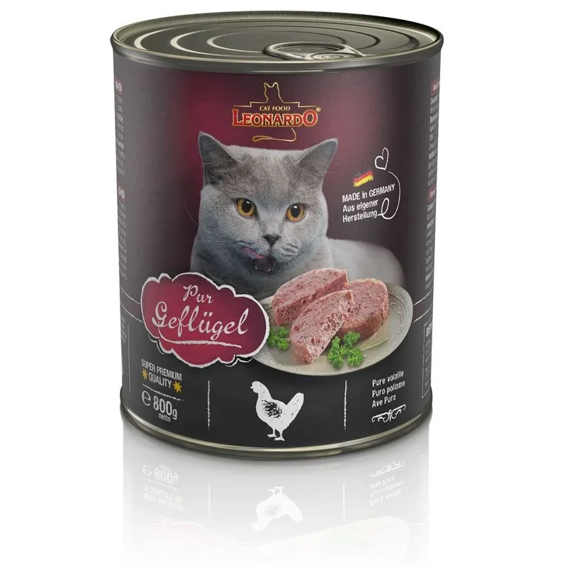 Leonardo All Meat 24 x 800 g Alimento umido per gatti (Pollame puro)