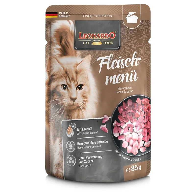 Leonardo Finest Selection Buste 32 x 85 g Alimento umido per gatti (Menù di carne)