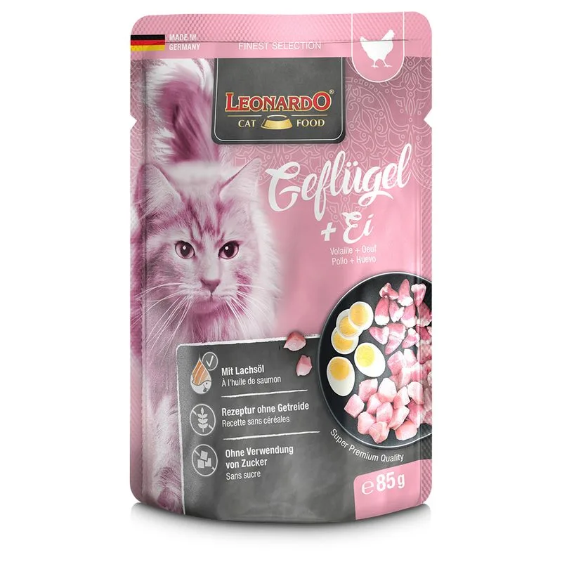 Leonardo Finest Selection Buste 32 x 85 g Alimento umido per gatti (Pollame & Uova)