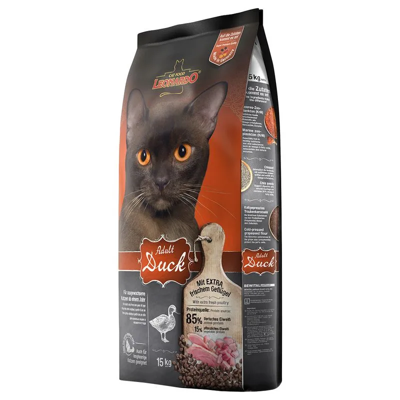 Multipack risparmio! 2x Leonardo Crocchette gatto (Adult Anatra (2 x 15 kg))