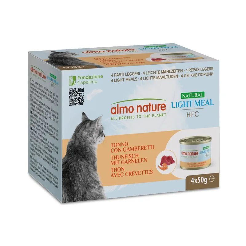 Almo Nature HFC Natural Light 24 x 50 g Alimento umido per gatti (Tonno e Gamberetti)