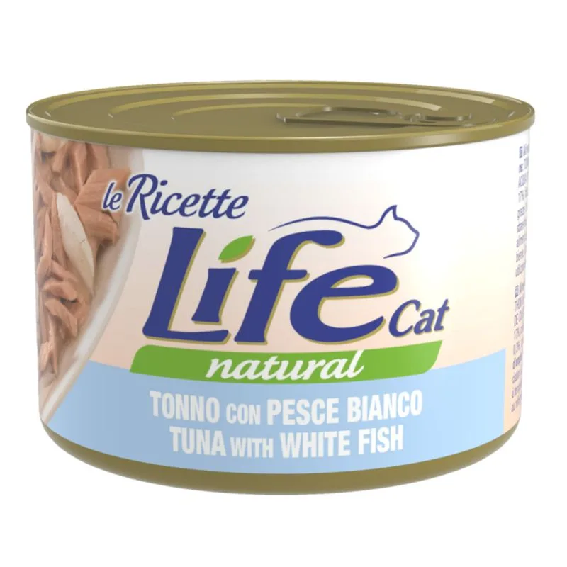 Life Cat "Le Ricette" 4 x 150 g umido gatto (Tonno con Pesce bianco - NUOVO!)