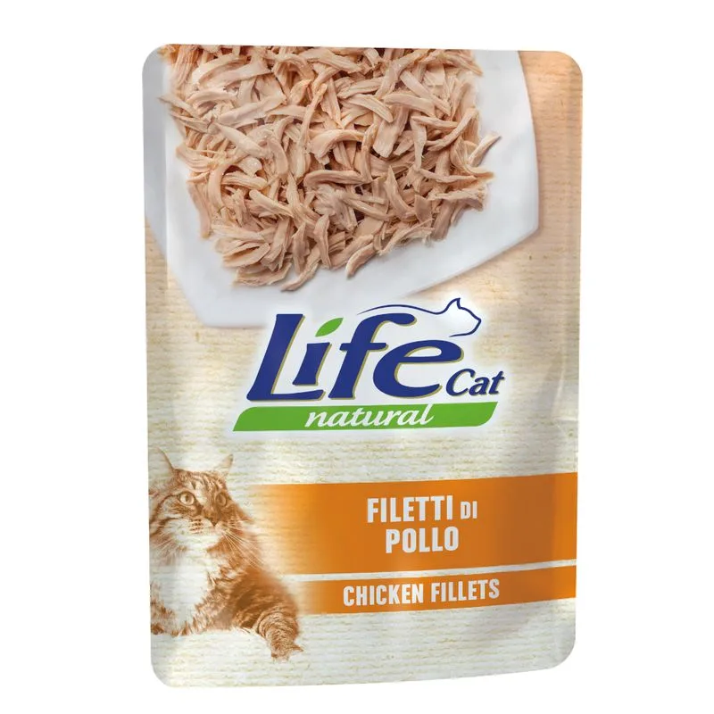 Multipack risparmio! Life Cat Natural Adult Buste 12 x 70 g umido gatto (Filetti di Pollo)