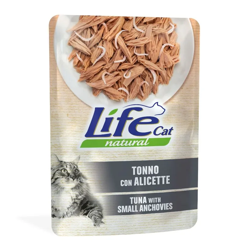 Multipack risparmio! Life Cat Natural Adult Buste 12 x 70 g umido gatto (Tonno con Alicette)