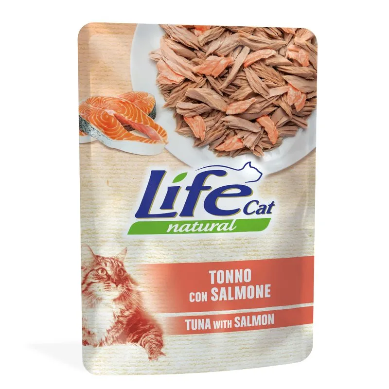 Multipack risparmio! Life Cat Natural Adult Buste 12 x 70 g umido gatto (Tonno con Salmone)