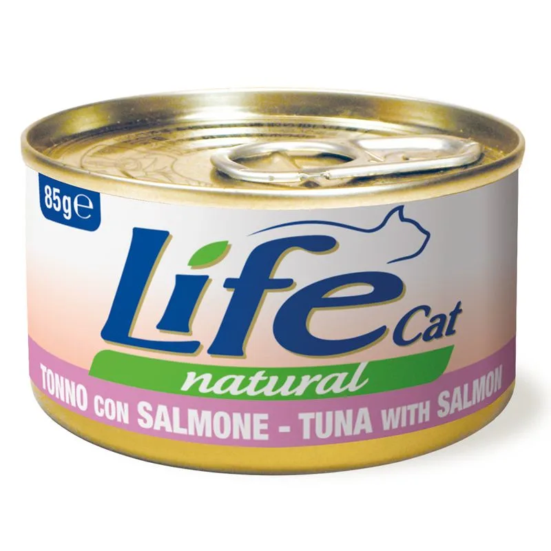 LifeCat Natural Adult Alimento umido per gatti 12 x 85 g (Tonno con Salmone)