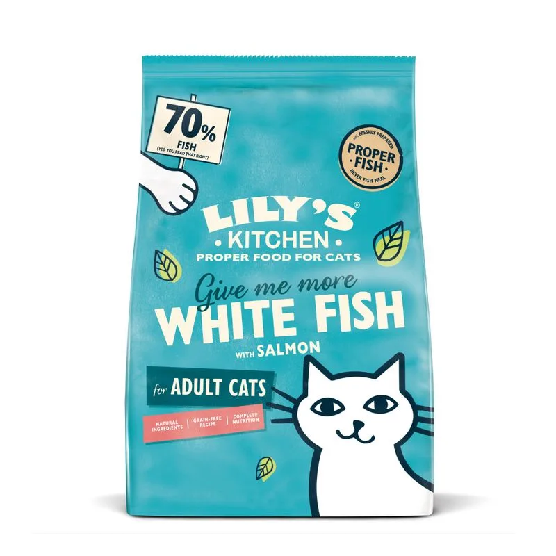 Lily's Kitchen Adult Cat Pesce bianco & Salmone Crocchette gatto (Set %: 2 x 2 kg)