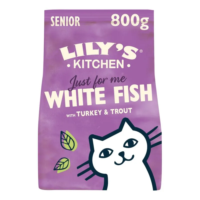 Lily's Kitchen Senior Cat Pesce bianco & Tacchino Crocchette gatto (Set %: 2 x 800 g)