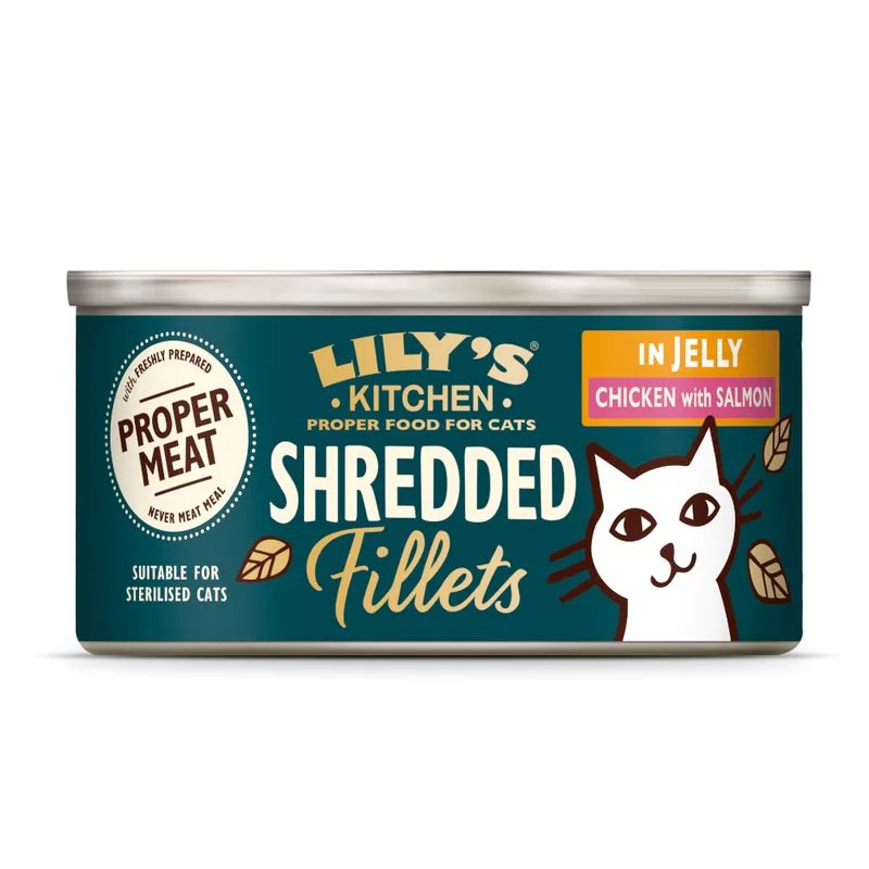 Lily's Kitchen Shredded Fillets per gatti 24 x 70 g (Pollo & Salmone)