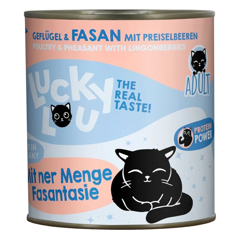 Lucky Lou Adult 6 x 800 g umido gatto (Pollame e Fagiano)