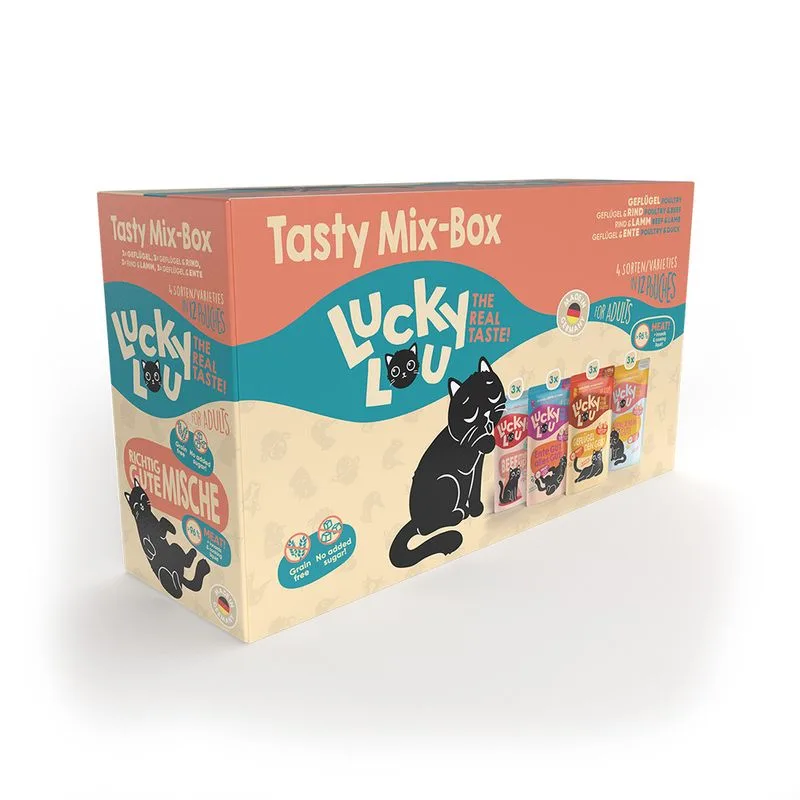 Lucky Lou Adult Buste Pacco misto 12 x 125 g umido gatto (Tasty Mix)
