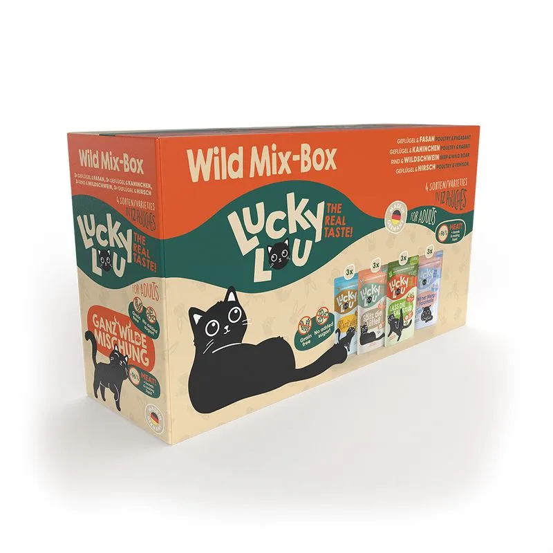 Lucky Lou Adult Buste Pacco misto 12 x 125 g umido gatto (Wild Mix)