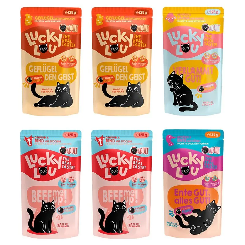Set prova! Lucky Lou Adult Buste 6 x 125 g umido gatto (Tasty Mix)
