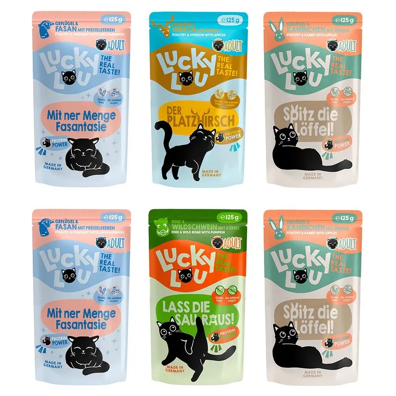 Set prova! Lucky Lou Adult Buste 6 x 125 g umido gatto (Wild Mix)