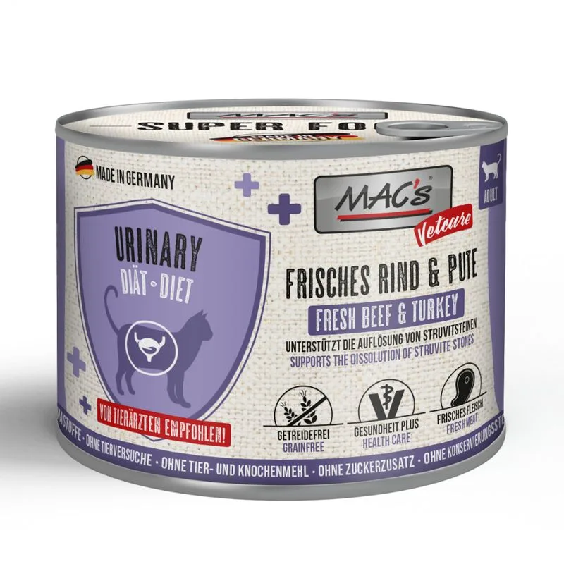 MAC's Cat Vetcare Urinary 24 x 200 g (Manzo fresco & Tacchino fresco)
