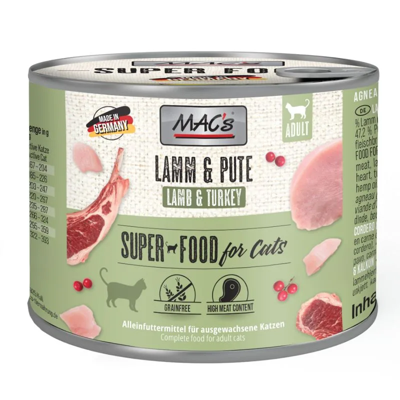 MAC's Cat 24 x 200 g Alimento umido per gatti (Agnello & Tacchino)