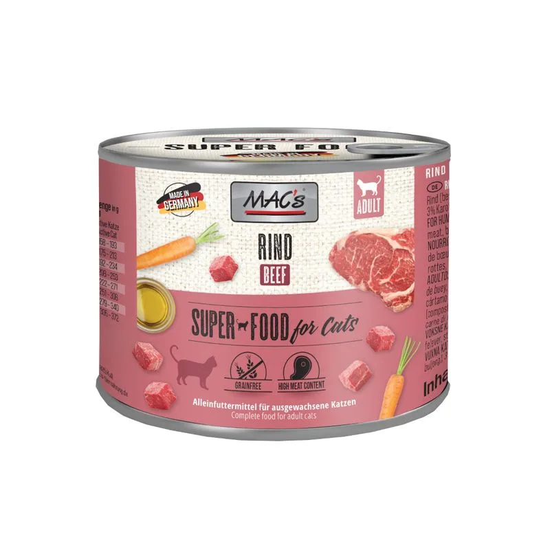 MAC's Cat 24 x 200 g Alimento umido per gatti (Manzo)