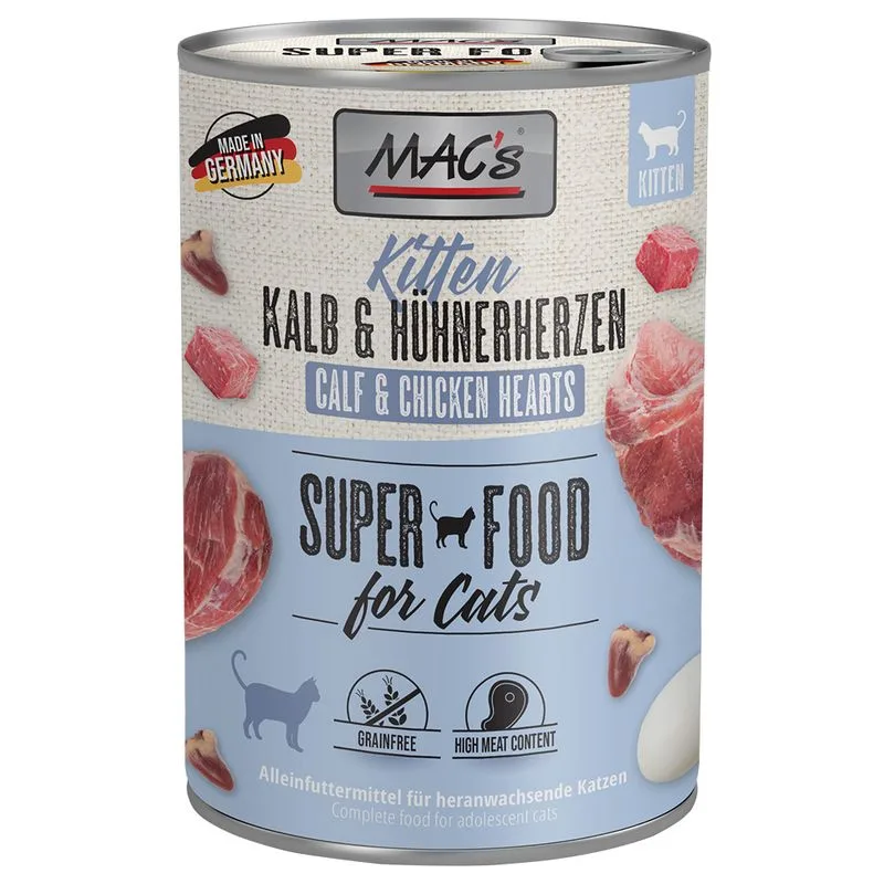 MAC's Cat 24 x 400 g (Kitten Vitello & Cuori di Pollo)