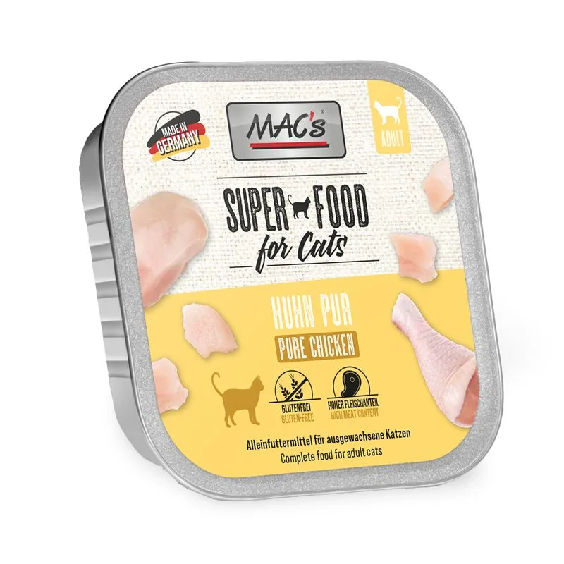 MAC's Cat in vaschetta 64 x 100 g Alimento umido per gatti (Pollo puro)