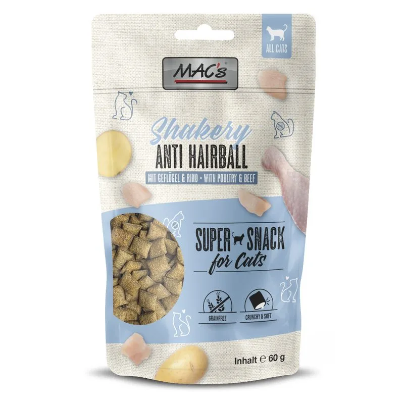 MAC's Shakery Snack per gatto (60 g Anti Hairball con Pollo & Manzo)