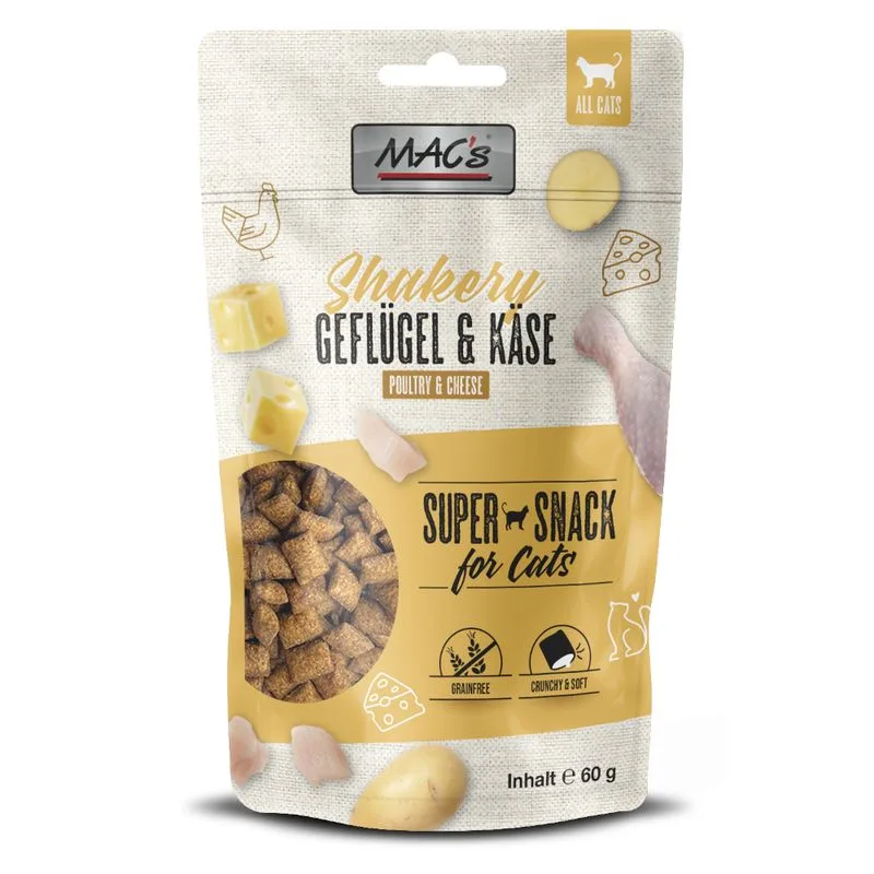 MAC's Shakery Snack per gatto (Set %: 3 x 60 g Pollo & Formaggio)