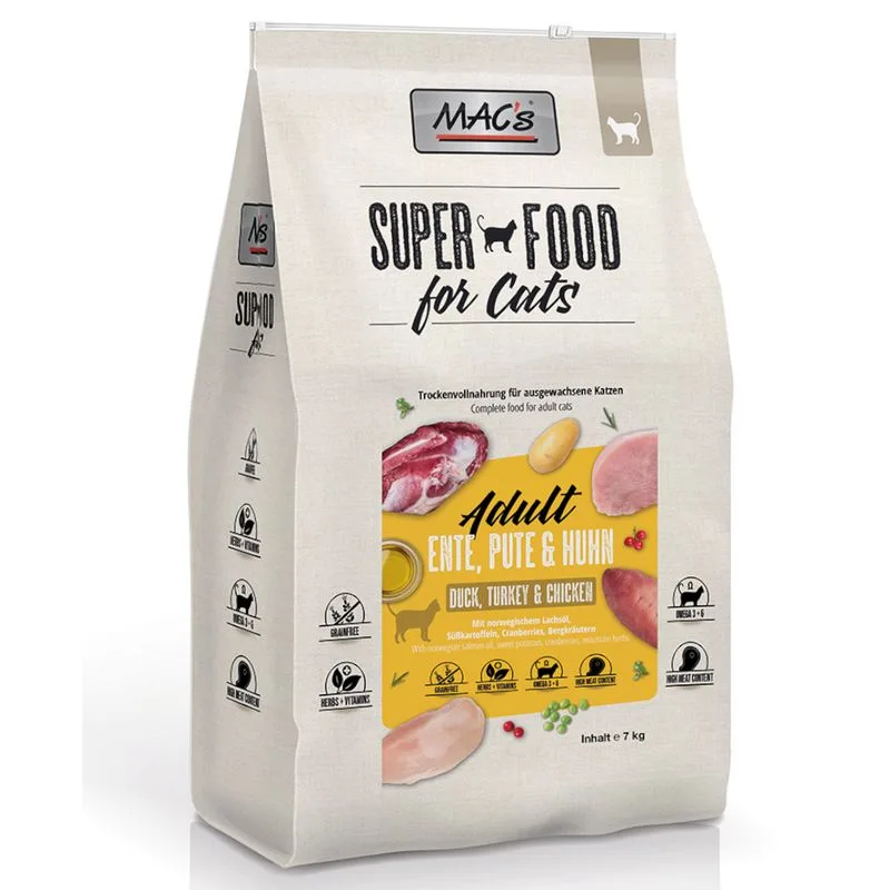 MAC's Superfood for Cats 2 x 7 kg Crocchette per gatti (Adult Anatra, Tacchino & Pollo)