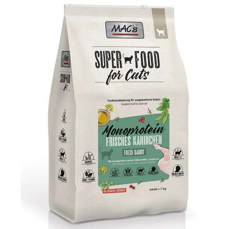 MAC's Superfood for Cats 2 x 7 kg Crocchette per gatti (Adult Monoproteico Coniglio)