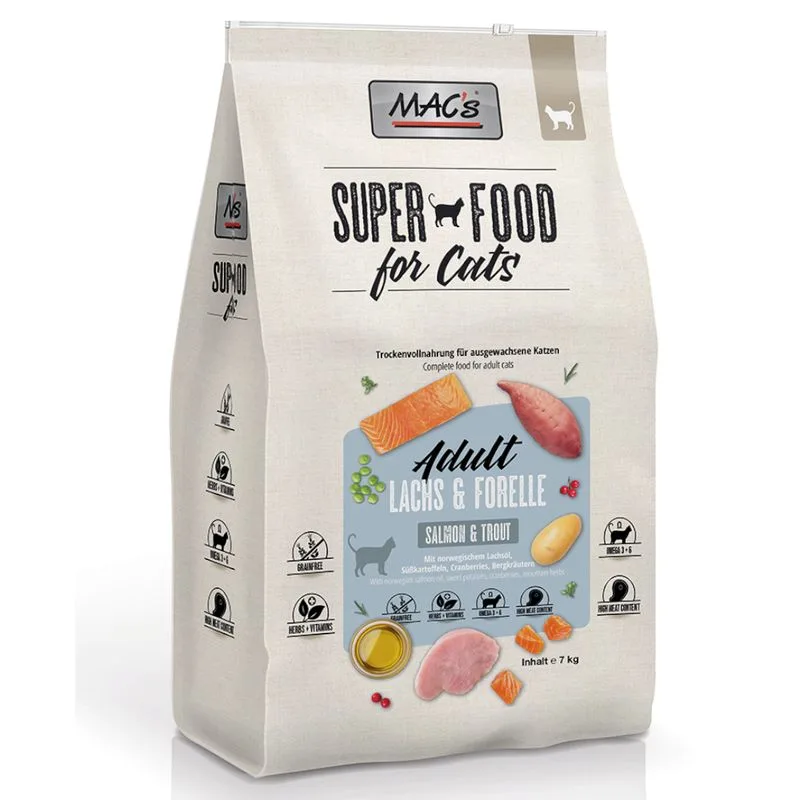 MAC's Superfood for Cats 2 x 7 kg Crocchette per gatti (Adult Salmone & Trota)