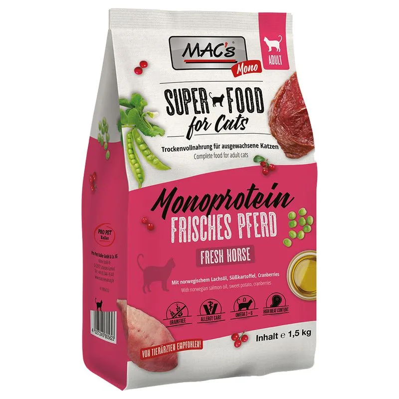 MAC's Superfood for Cats Adult Monoprotein Cavallo Crocchette per gatti (1,5 kg)