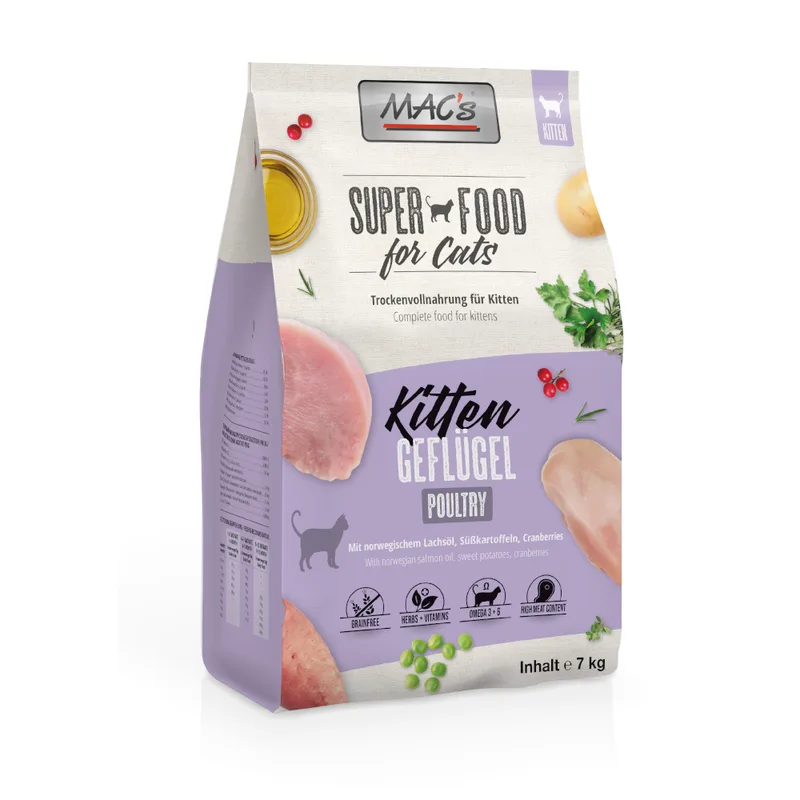 MAC's Superfood for Cats Kitten Crocchette per gatti (Set %: 2 x 7 kg)