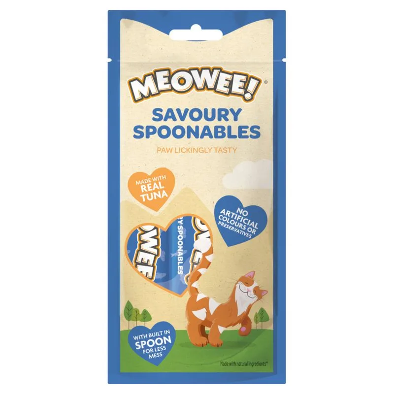 2 + 1 gratis! Meowee! Savoury Spoonables Snack per gatti