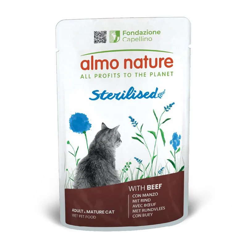 Almo Nature Functional Sterilised umido per gatto (Set %: 24 x 70 g Manzo)