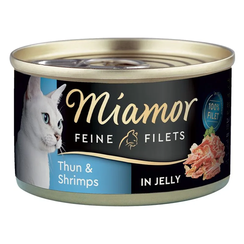 Miamor Delicato Filetto in Gelatina - lattine 24 x 100 g (Tonno chiaro  & Gamberetti)