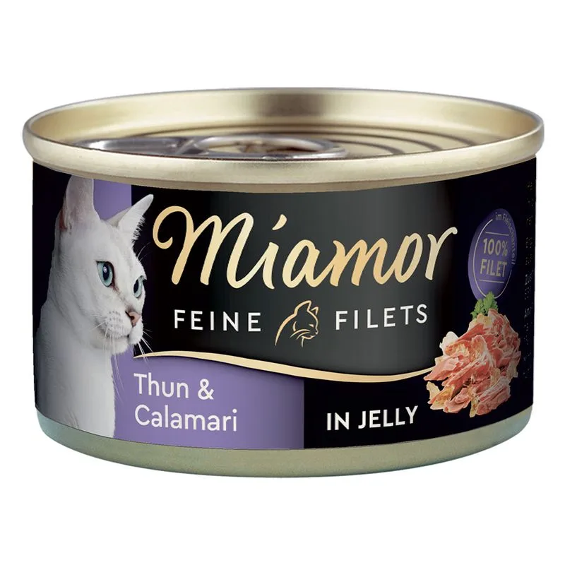 Miamor Delicato Filetto in Gelatina - lattine 24 x 100 g (Tonno chiaro & Calamari)
