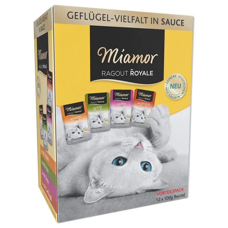 Miamor Ragù Royal Pacco misto 12 x 100 g Alimento umido per gatti (Varietà di Pollame in Salsa)
