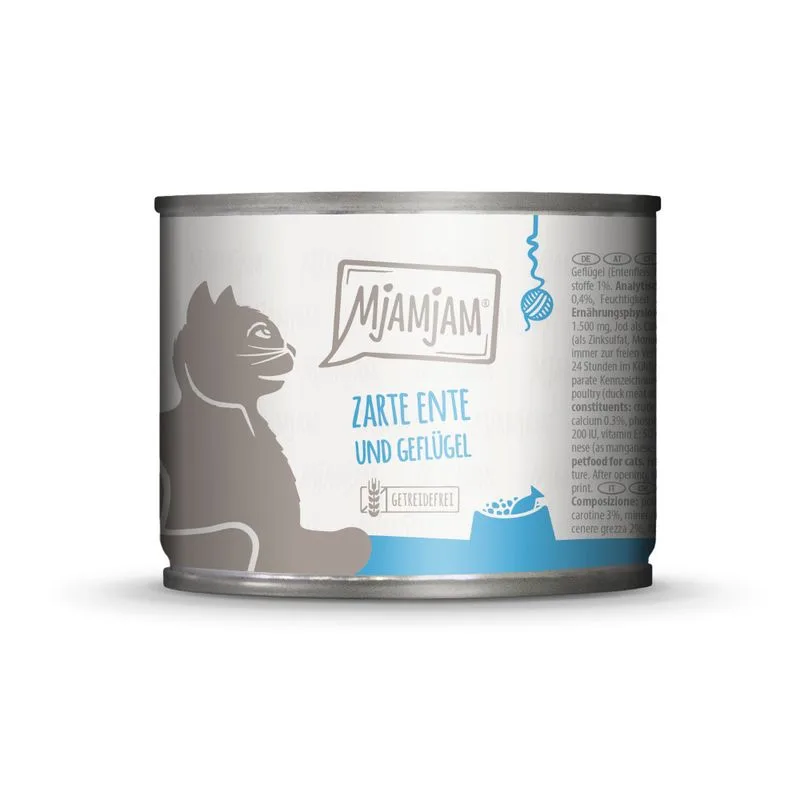 MjAMjAM 24 x 200 g umido per gatto (Anatra & Pollame)