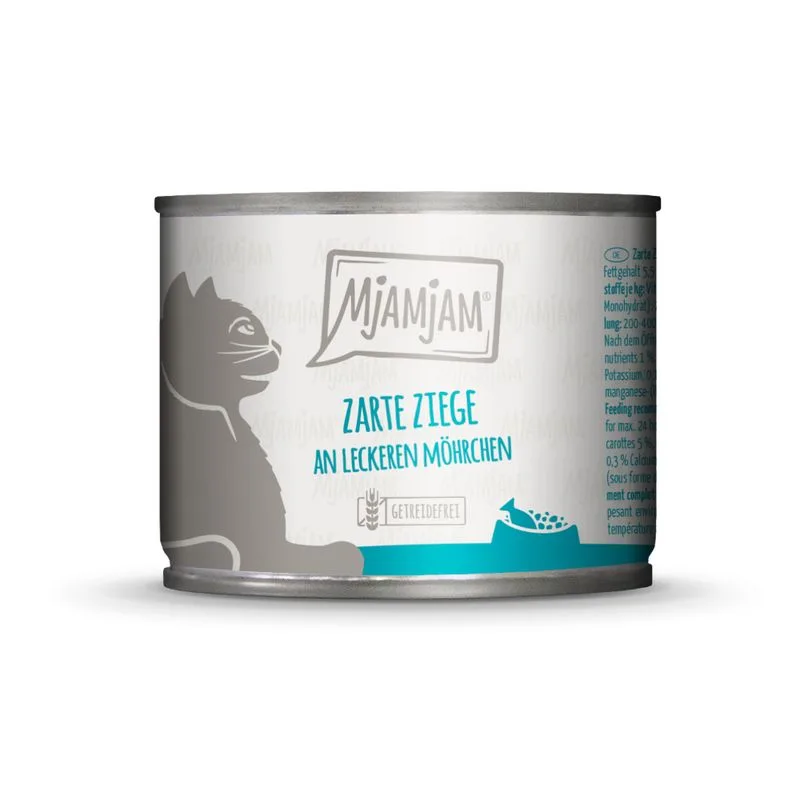 MjAMjAM 24 x 200 g umido per gatto (Capra & Deliziose carotine)